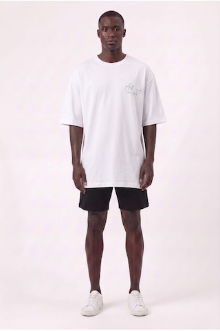 Blow Up On Me Sırt 2 Pac Baskılı Beyaz Oversize Erkek T-shirt 11236 SİYAH
