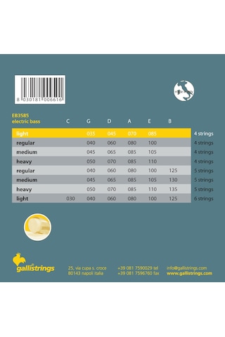 Galli Eb3585 Nickel Round 4 Tel Light Bas Gitar Tel Seti