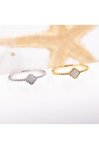 Alhmbra Gold Kaplama Minimal Gümüş Yüzük Gümüş
