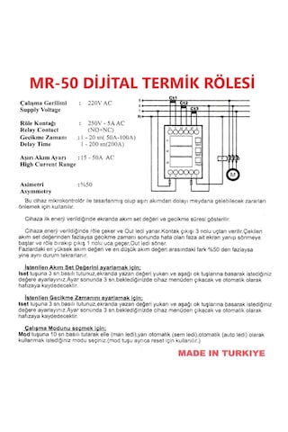 Metess - Mr-50 Dijital Termik Rölesi