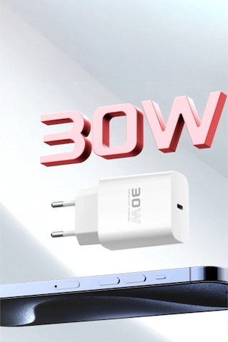 C87c 30w Type-c Çıkışlı Ekstra Dl51 1m Type-c To Type-c Kablolu Pd Şarj Cihazı - Beyaz