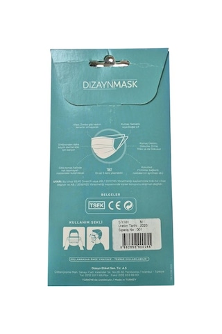 Dizaynmask Gümüş İyonlu Bez Maske Siyah Çocuk M 5-10 Yaş