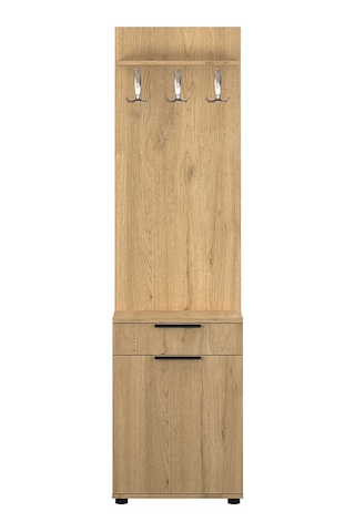 Porto Tek Kapılı Çekmeceli Portmanto Ve Ayakkabı Dolabı Florida Meşe 52x187x36 Cm