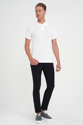 Efor Slim Fit Yan Cepli Esnek Düz Siyah Pamuk Pantolon P 1197 Siyah