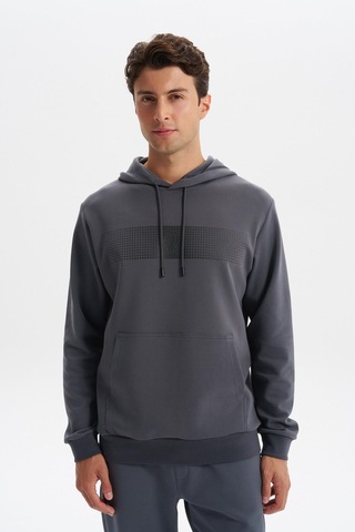 AR-MA Arma Erkek Slim Fit Baskılı Kapüşonlu Kanguru Cepli Interlok Sweatshirt %80 Pamuk %14 Polyester %6 Elastane K30254685202 Gri