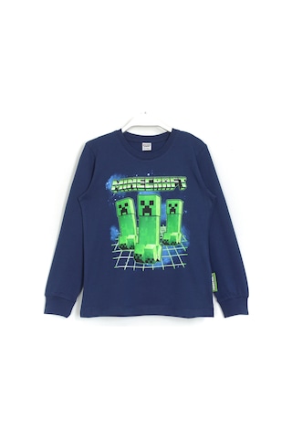 3D Minecraft Baskılı Erkek Çocuk Pijama Takımı Lacivert