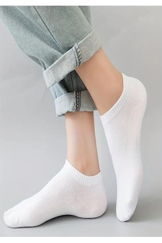 Ozzy Socks 6 Çift Yumuşak Dokulu Kadın Beyaz Bambu Görünmez Sneaker Spor Ayakkabı Çorabı Beyaz