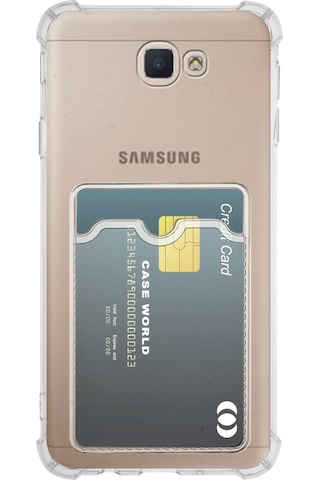 Kvy Samsung Galaxy Uyumlu J7 Prime 2 Kamera Korumalı Kartlıklı Setra Şeffaf Silikon Kılıf