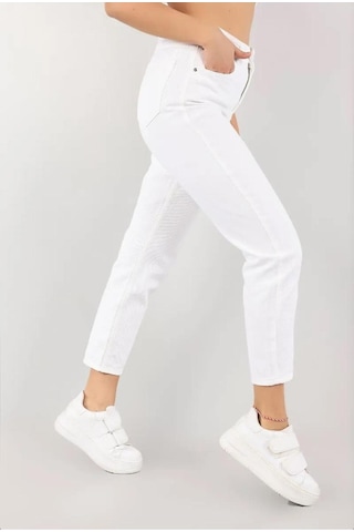 Lavajeans Kadın Mom Jean Beyaz Yüksek Bel Esnek Likrali Iç Göstermez Beyaz/white Beyaz