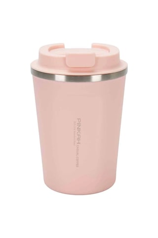 Paslanmaz Çelik Kahve Termos Bardağı 380 Ml Pembe