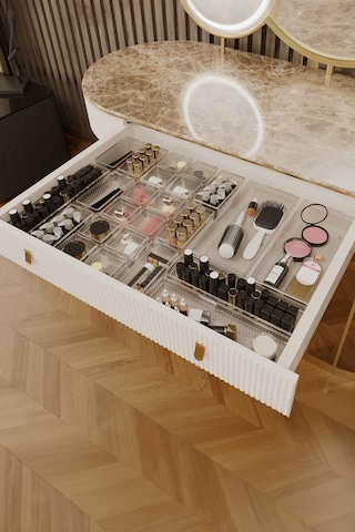 Meleni Home 24'lü Set - Modüler Çekmece İçi Masaüstü Düzenleyici - Takı Organizer Şeffaf