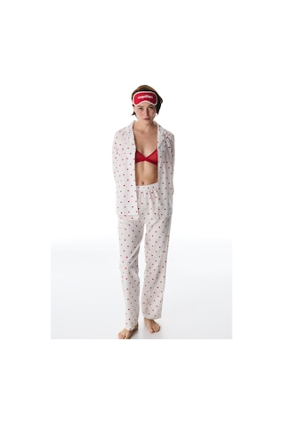 Penti Kırık Beyaz Red Hearts Gömlek Pantolon Pijama Takımı