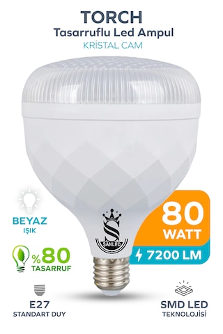 80w Kristal Tasarruflu E27 Beyaz Işık Torch Led Ampul-1-2-4-6-8-10 Adettir 1 Adet