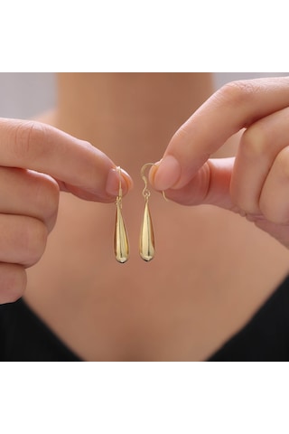 925 Ayar Gümüş Sallantılı Damla Küpe Altın