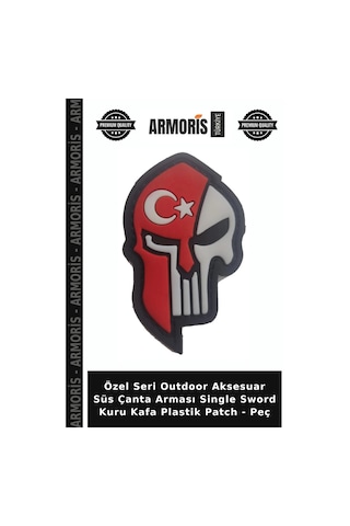 Armoris Özel Seri Outdoor Aksesuar Süs Çanta Arması Single Sword Kuru Kafa Plastik - Peç