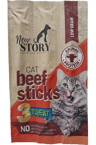 New Story Cat Beef Sticks Dana Etli Kedi Ödül Çubukları 3 x 5 G