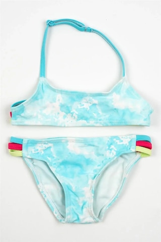 Adisia Kız Bebek Turkuaz Beyaz Desenli Bikini İpli Takım Turkuaz