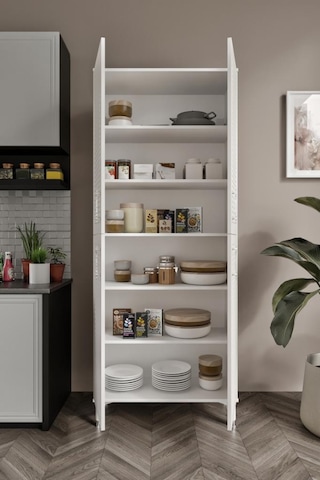 Panjurlu Metal Kulp Pnj4190 Çok Amaçlı Dolap 4 Kapaklı Mutfak Dolabı Balkon Dolabı Kiler Banyo Dolabı Ayakkabılık Beyaz Gümüş