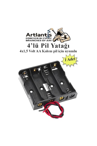 4 Lü Pil Yatağı Deney 1 Adet Pil Yuvası Pil Kutusu Aa Kalem Kalın Pil 4x1,5 Volt Yaylı Pil Yuvası