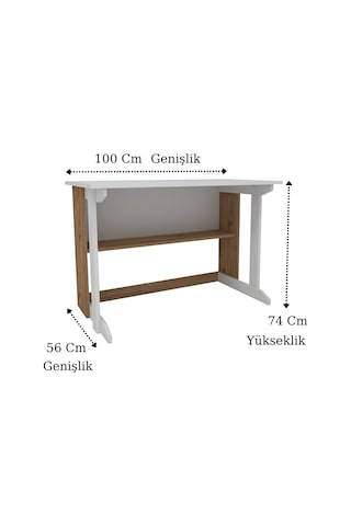 Pillar Raflı Ders Çalışma Masası Bilgisayar Masası Çam - Beyaz Çok Renkli