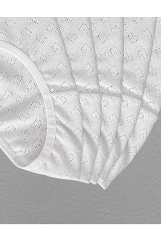 Alya Underwear Kız Çocuk - Garson %100 Pamuklu Slip Külot - Kalp Desenli Jakar İşlemeli Beyaz