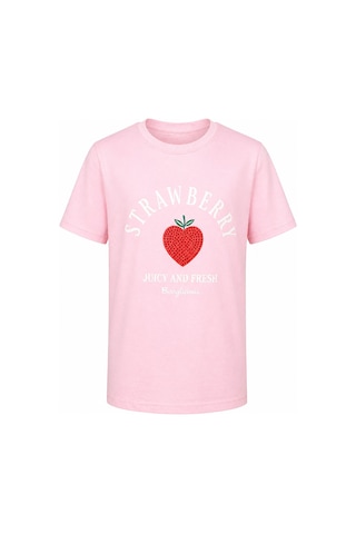 Trender Strawberry Kısa Kol O Yaka Pembe Kız Çocuk T-shirt 26ydt1000051