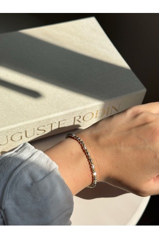 Çift Renk Dorika Kadın Çelik Bileklik Altın & Gümüş Parlak Tasarım Altın