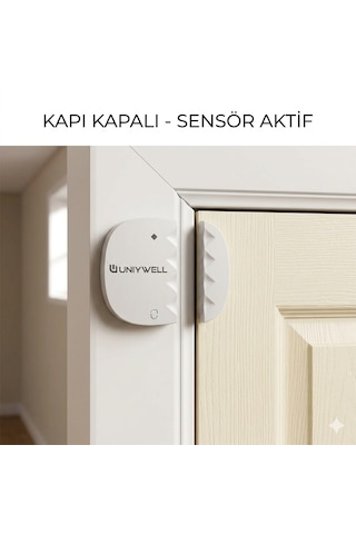 Uniywell Kablosuz Akıllı Kapı Ve Pencere Sensörü - Tuya & Smart Life Uyumlu, Manyetik Kontak Güvenlik Sensörü Beyaz