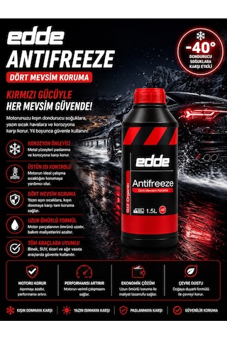 Edde Araba Araç Oto Antifriz Kırmızı 1.5 L Dört Mevsim