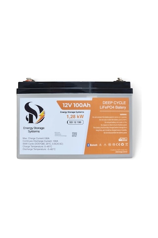 Sd Energy 12v 100ah 1.28kwh 6000dod Bluetooth Lifepo4 Lityum Akü