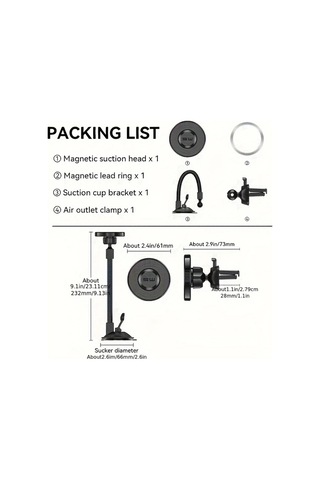 Boatshop1 1 Adet Siyah Araç Tutucu Manyetik Cep Telefon Tutucu 360 Derece Dönebilir Hava Menfezi Emici