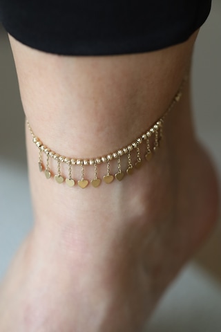 Yenigün Kuyumculuk 14 Ayar Altın Dorika Dizili Kalp Sallantılı Halhal Hll30032