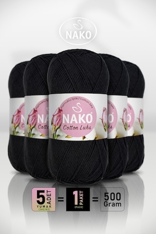 Cotton Lüks - 97568 Siyah - 5'li Paket - 100gr/330m - Pamuklu Hırka Yelek Amigurumi İpi Cotton Lüks - 97568 Siyah - 5'li Paket - 100gr/330m - Pamuklu Hırka Yelek Amigurumi İpi