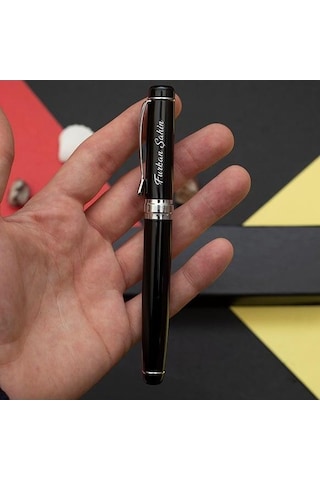 Kişiye Özel Premium Roller Kalem Siyah Krom