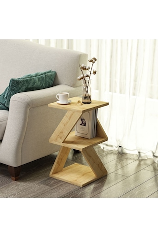 Albeni Yan Sehpa Ahşap Siyah - Safir Meşe Safir Meşe