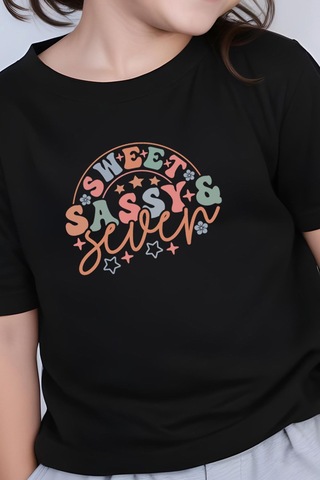 Fyk Kids Kız Çocuk Sweat Sassy Baskılı Tişört Siyah