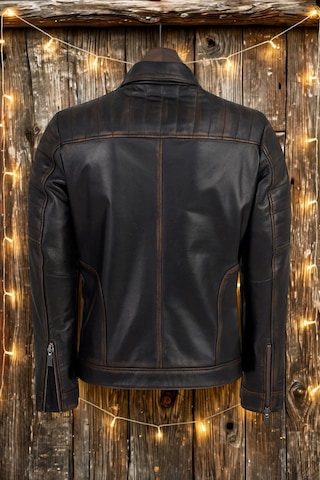 Derije Hakiki Deri Motorcu Tarzı Vintage Erkek Biker Mont Eskitme
