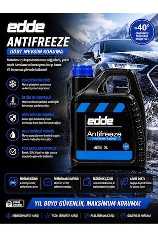 Edde Araba Araç Oto Antifriz Mavi 3 L Dört Mevsim