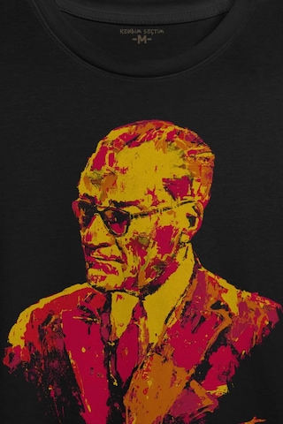 Karizma Gözlüklü Atatürk Sarı Kırmızı Galatasaray Baskılı Tişört Unisex T-shirt 001