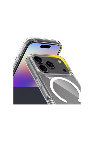 Apple Uyumlu iPhone 17 Pro Max Kılıf M-safe Şarj Özellikli Şeffaf Sert Pc Zore Embos Kapak Seffaf