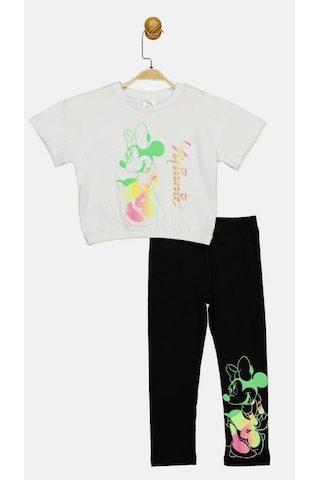 Minnie Mouse Lisanslı Beyaz Kız Çocuk Pamuk Alt Üst Takım Mn17364 Beyaz