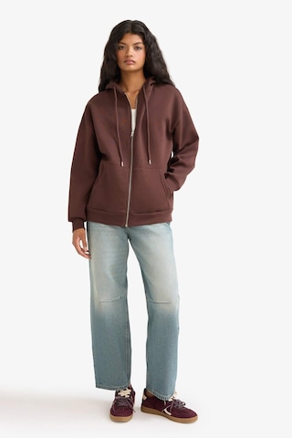 Defacto Oversize Geniş Kalıp Kapüşonlu Fermuarlı Sweatshirt V4233az25wnbn341 Kahve