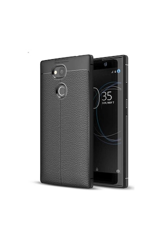 Sony Xperia Xa2 Ultra Kılıf Niss Deri Desenli Silikon Kılıf Siyah