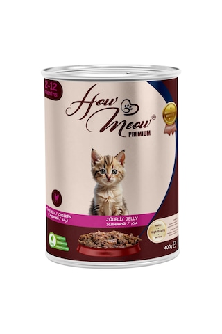 How Meow 12 Adet Jöleli Parça Etli Yavru Kedi Yaş Maması Tavuklu - 400 Gram
