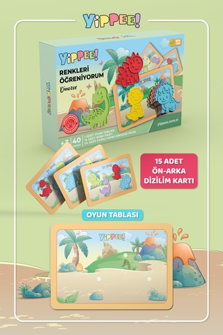 Renkleri Öğreniyorum Dinozor Renk Eşleştirme Oyunu 40 Parça