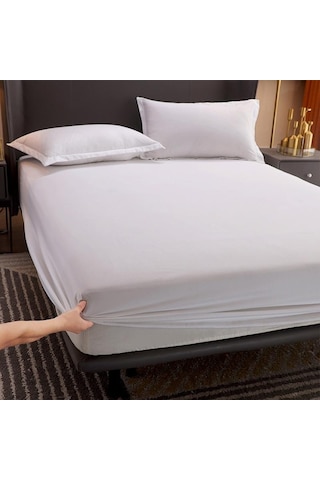 Beyaz Pamuklu Yatak Örtüsü Kaymaz Sabit Pamuklu Çarşaf Yatak Örtüsü Simmons Koruyucu Kapak