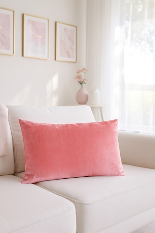 Düz Kadife Kırlent Kılıfı Pembe 30x50 Pembe