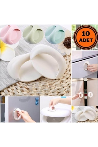 10 Adet Çok Amaçlı Yapışkanlı Tutacak Kulp Çekmece Dolap Kulpu