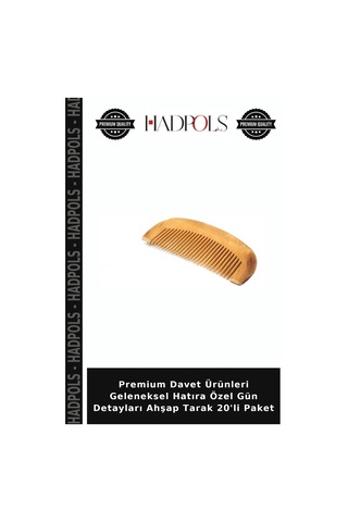 Premium Davet Ürünleri Geleneksel Hatıra Özel Gün Detayları Ahşap Tarak 20'li Paket