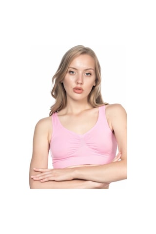 Armillia Dimoda Premium Dikişsiz Pedsiz Sporcu Sütyeni Yumuşak Dokulu Hareket Özgürlüğü Sağlayan Büstiyer Pembe Pembe